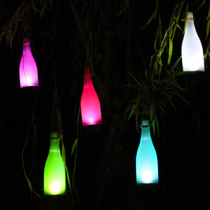 Set of 5 Solar LED Wine Bottle Hanging Lights