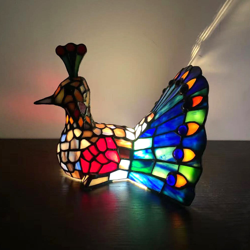 Premium Tiffany Stained Glass Animal Table Lamp - 1-Light Decorative Accent