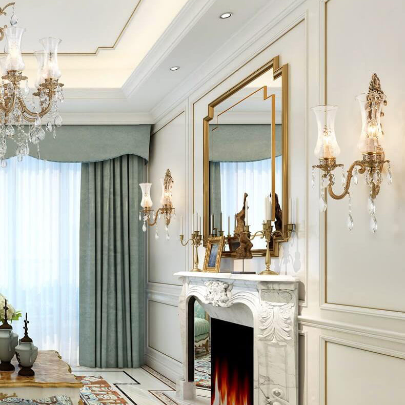 French Crystal Brass Wall Sconce
