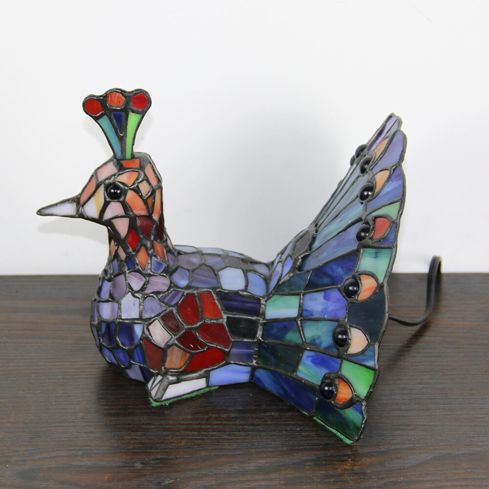 Premium Tiffany Stained Glass Animal Table Lamp - 1-Light Decorative Accent