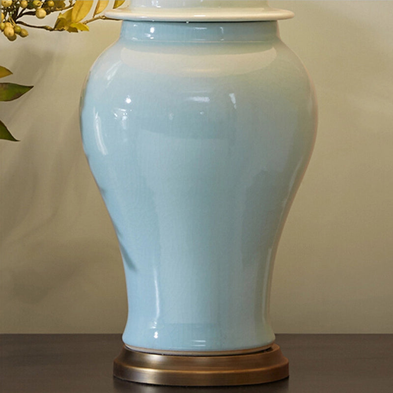 Rustic Ceramic Conic Table Lamp with 1-Light for Study