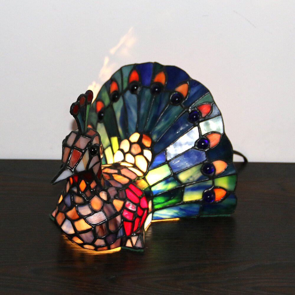 Premium Tiffany Stained Glass Animal Table Lamp - 1-Light Decorative Accent