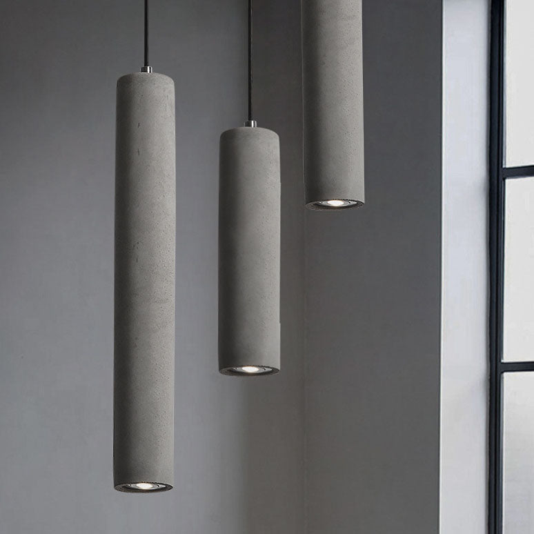 Industrial Cement Cylinder Pendant Light - 1-Light Fixture for Living Room