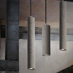 Industrial Cement Cylinder Pendant Light - 1-Light Fixture for Living Room