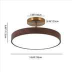 Minimalist Japanese Wood Grain Round LED Semi-Flush Mount
