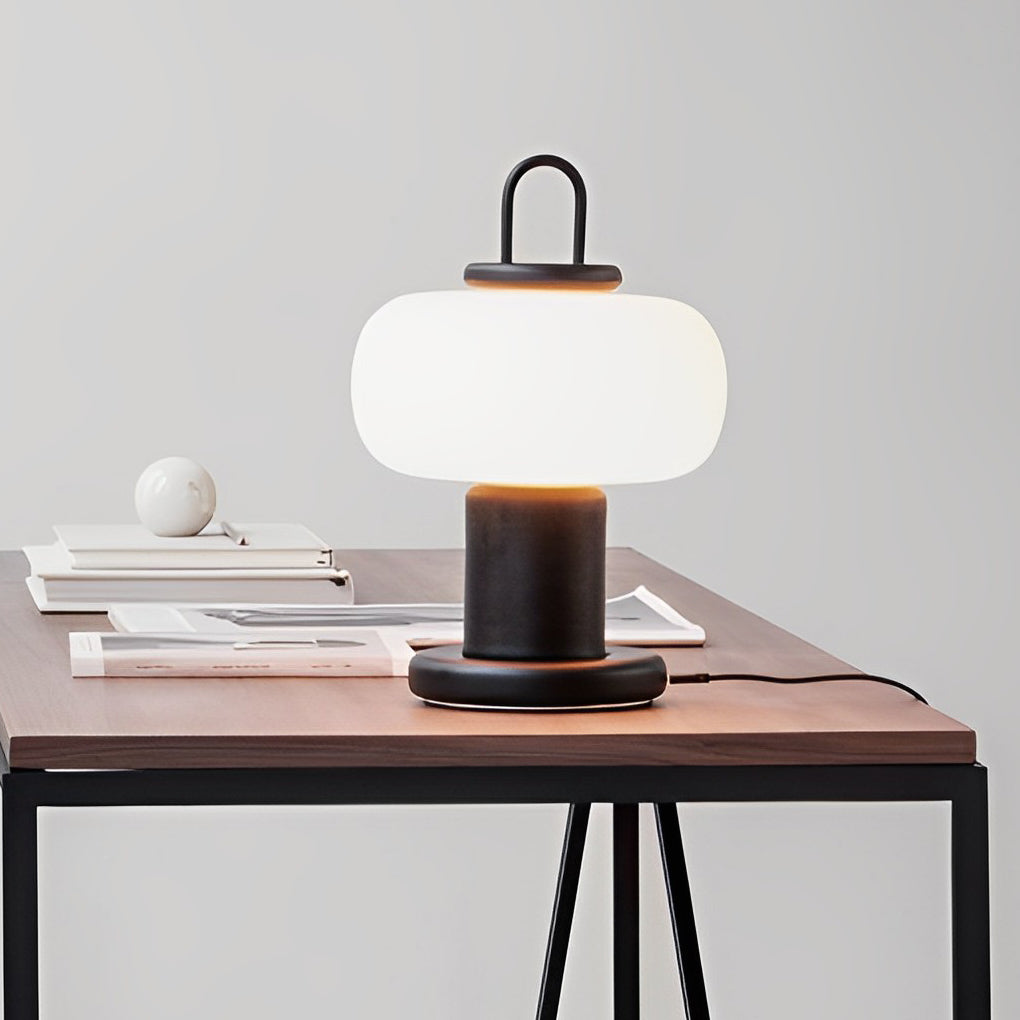 Portable LED Milk Glass Orb Table Lamp - Modern Ambient Lighting