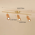 Nordic Minimalist Walnut Wood LED Linear Track Ceiling