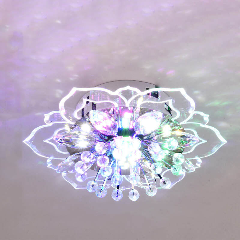 Elegant Crystal Flower LED Flush Mount Ceiling Light