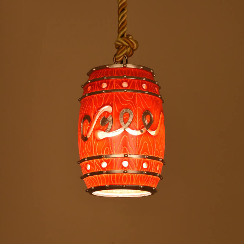 Rustic Wine Barrel Resin Pendant Light