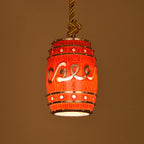 Rustic Wine Barrel Resin Pendant Light