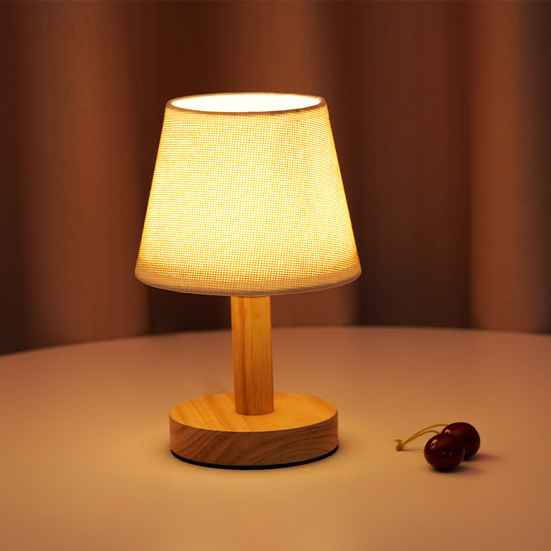 Premium Vintage Linen Drum Shade LED Table Lamp