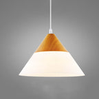 Nordic Wood Grain Cone Pendant Light - 1-Light Glass Fixture
