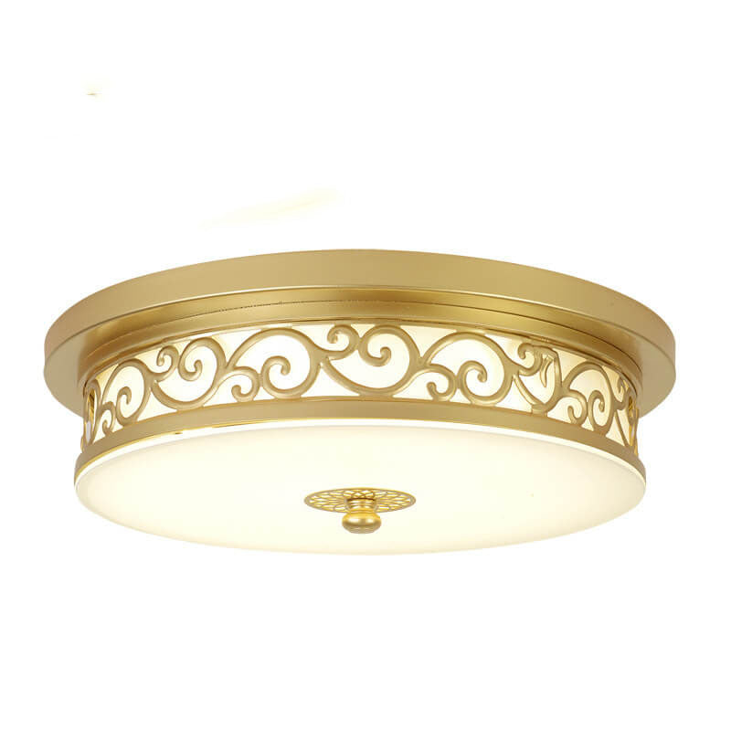 Vintage Iron LED Flush Mount Ceiling Light with Circular Patterned Edge