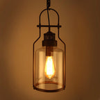 Vintage Industrial Iron and Glass 1-Light Pendant Lamp