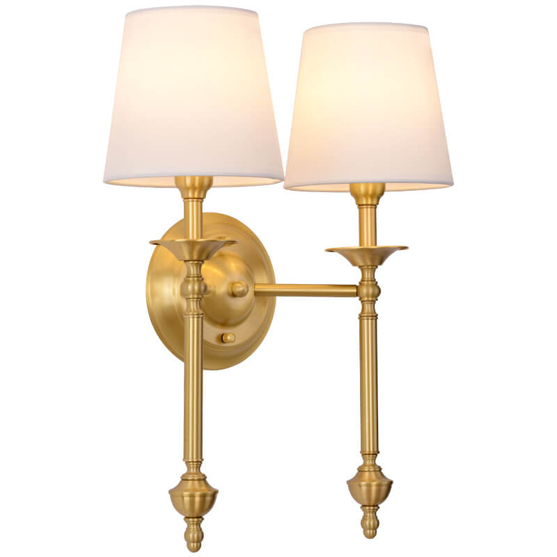 Contemporary Brass Wall Sconce, Fabric Shade