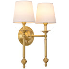 Contemporary Brass Wall Sconce, Fabric Shade