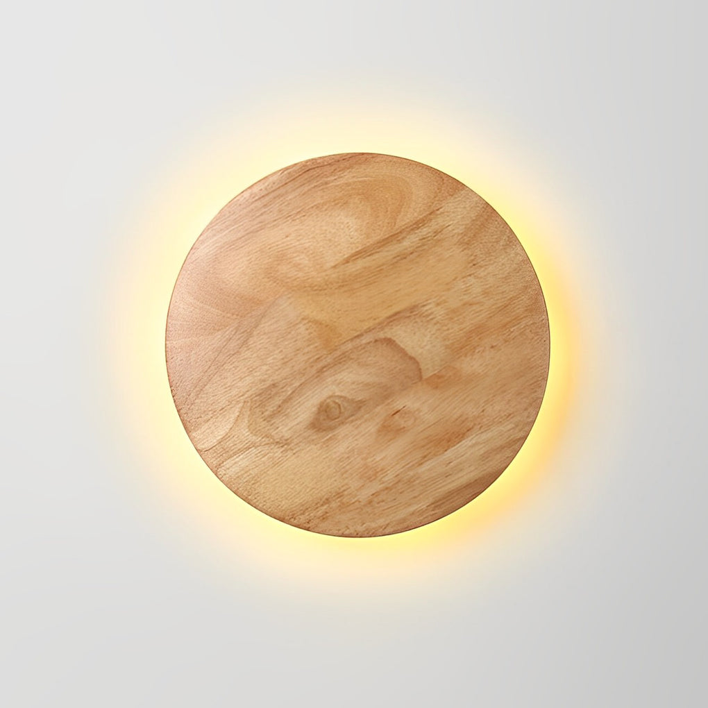 Nordic Wood LED Wall Sconce - Round Oval Bedside Lamp