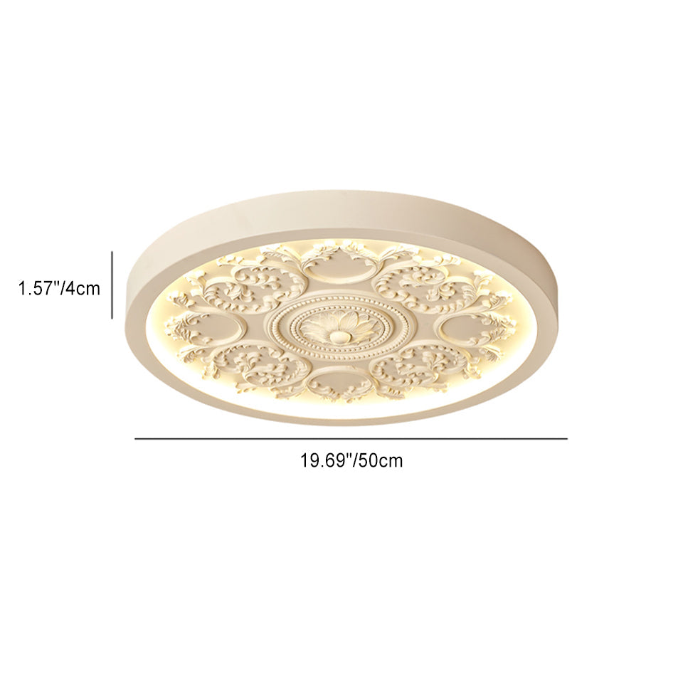 Contemporary Carved Iron and Acrylic LED Flush Mount