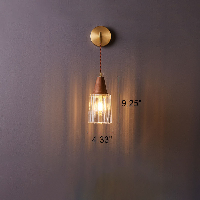 Japanese Walnut & Copper 1-Light Wall Sconce