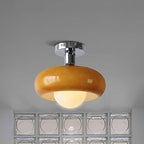 Contemporary Glass Egg Tart 1-Light Flush Mount Fixture