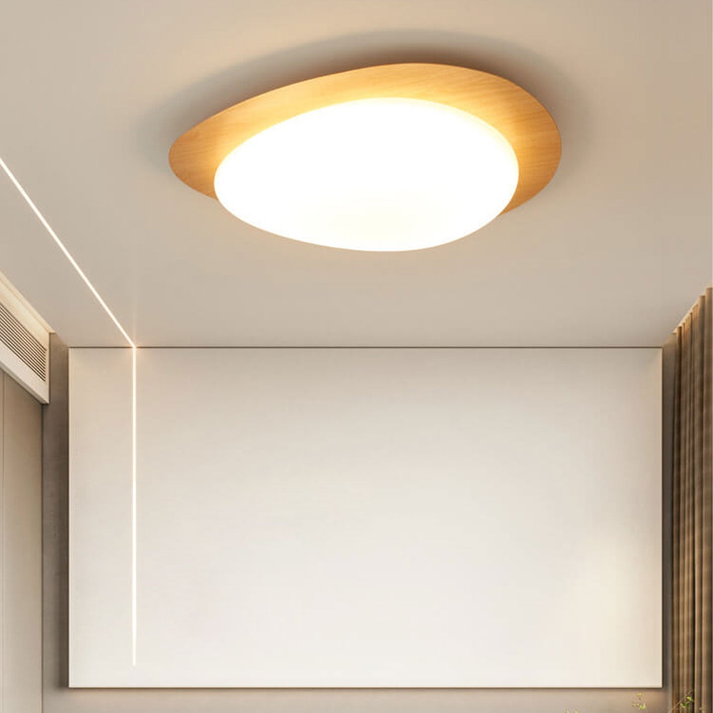 Nordic Wood Grain Pebble LED Flush Mount Ceiling Light