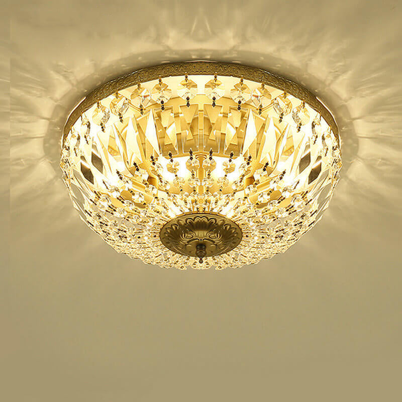 Vintage Crystal Flush Mount Ceiling Light - 4/6 Lights