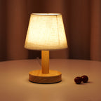 Premium Vintage Linen Drum Shade LED Table Lamp
