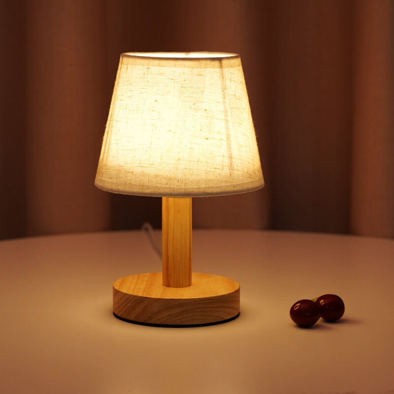 Premium Vintage Linen Drum Shade LED Table Lamp