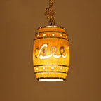 Rustic Wine Barrel Resin Pendant Light