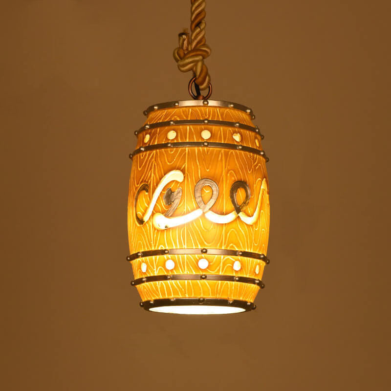Rustic Wine Barrel Resin Pendant Light