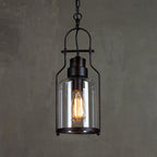 Vintage Industrial Iron and Glass 1-Light Pendant Lamp