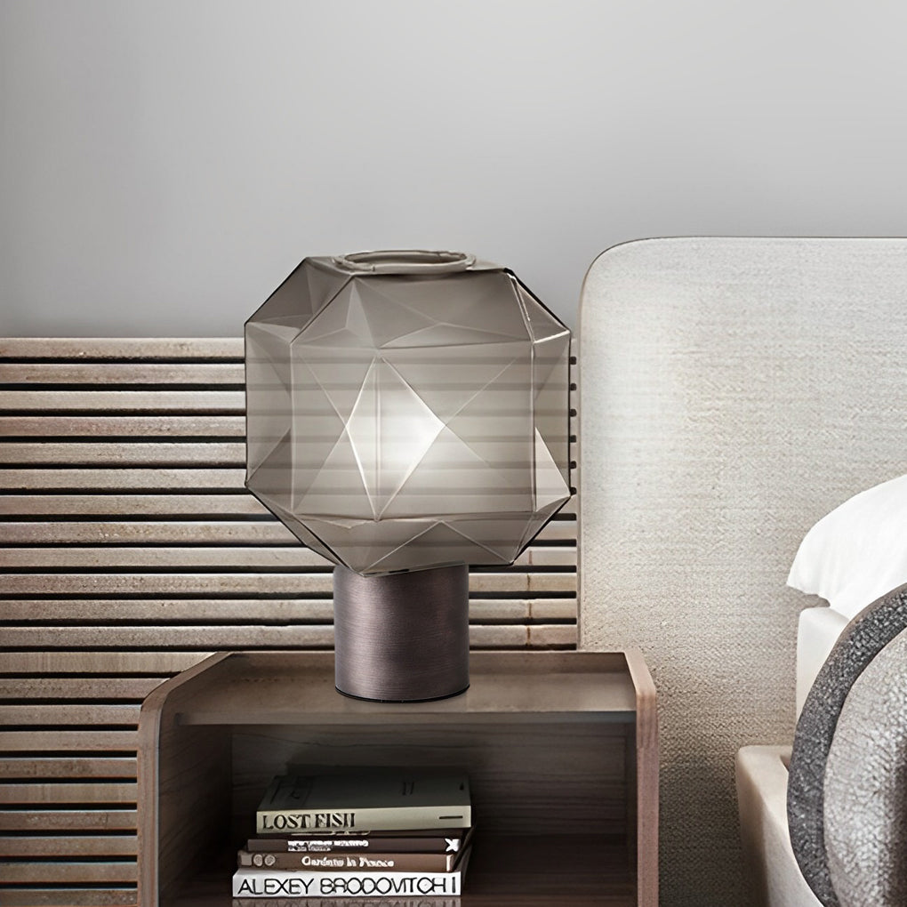 Modern Smoke Glass Orb Table Lamp - 1-Light Cylinder Design