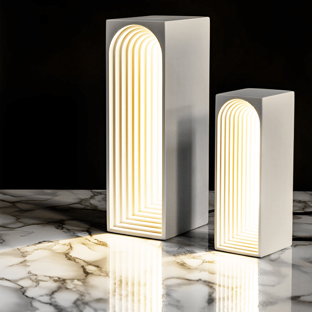 Premium Nordic Concrete LED Rectangle Table Lamp with USB