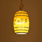 Rustic Wine Barrel Resin Pendant Light