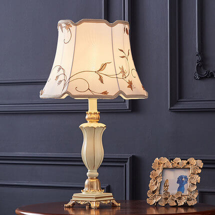 Classic Round Fabric and Resin Table Lamp - 1 Light