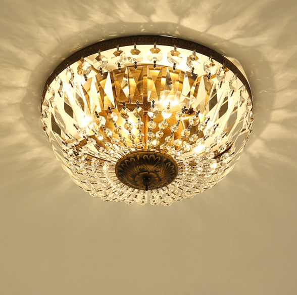 Vintage Crystal Flush Mount Ceiling Light - 4/6 Lights