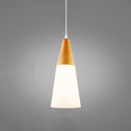 Nordic Wood Grain Cone Pendant Light - 1-Light Glass Fixture