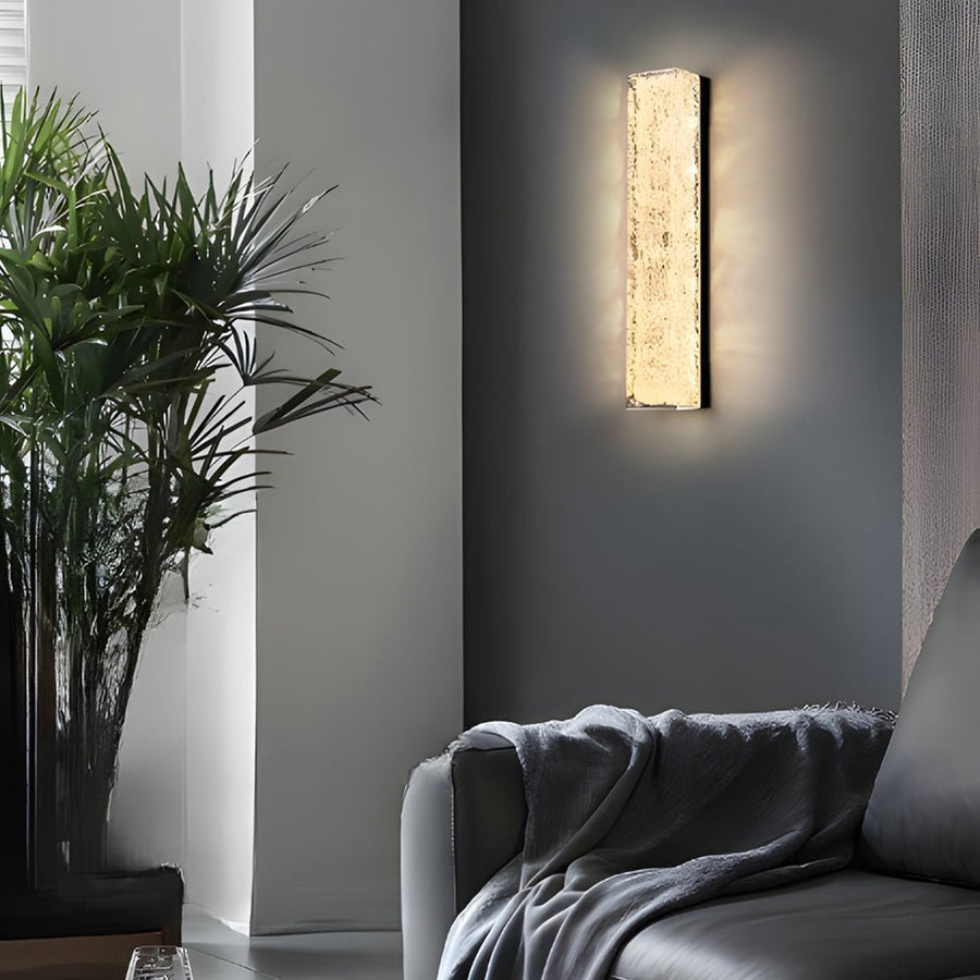 Contemporary Brass LED Wall Sconce with Ice Resin Accent