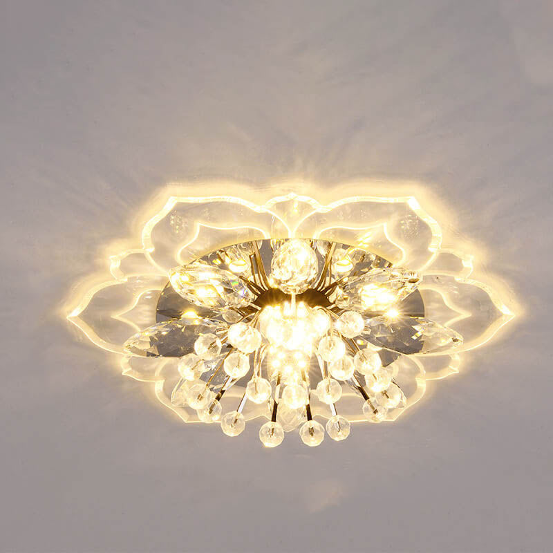 Elegant Crystal Flower LED Flush Mount Ceiling Light