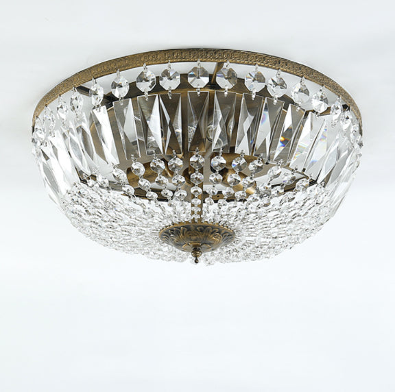 Vintage Crystal Flush Mount Ceiling Light - 4/6 Lights
