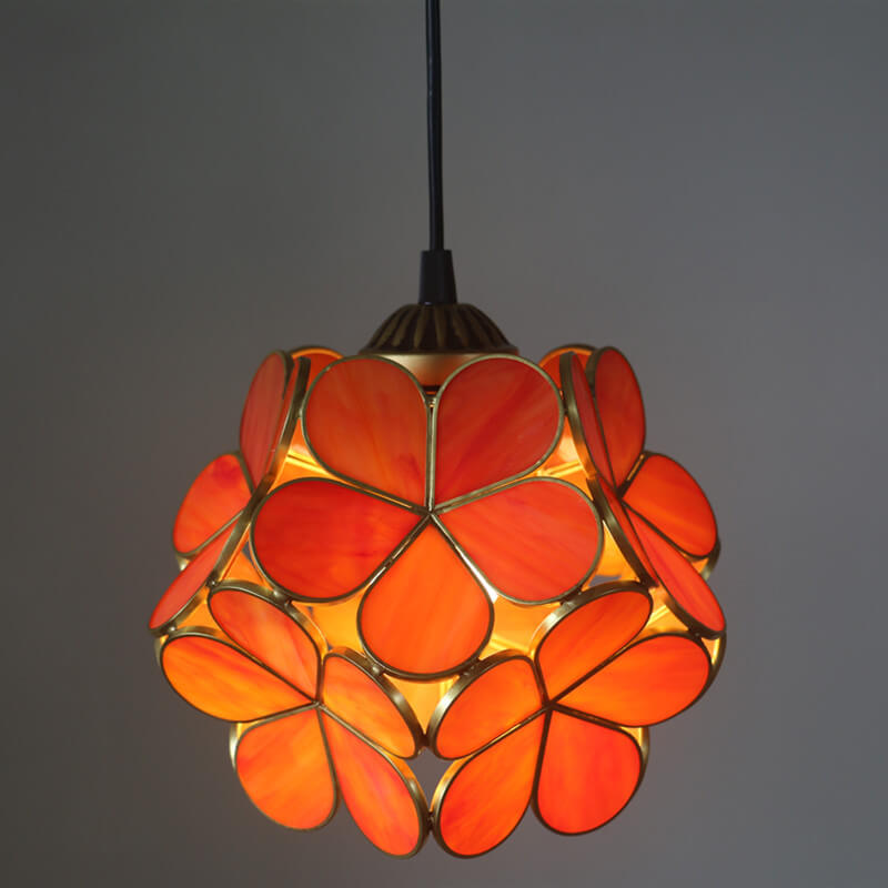 Premium Vintage Stained Glass Petal Pendant Light