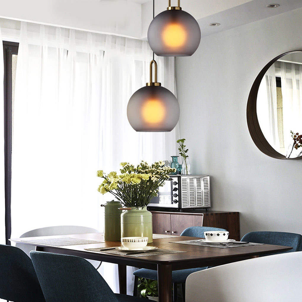 Industrial Style Semi-Globe Glass LED Pendant Light with Electroplated Metal