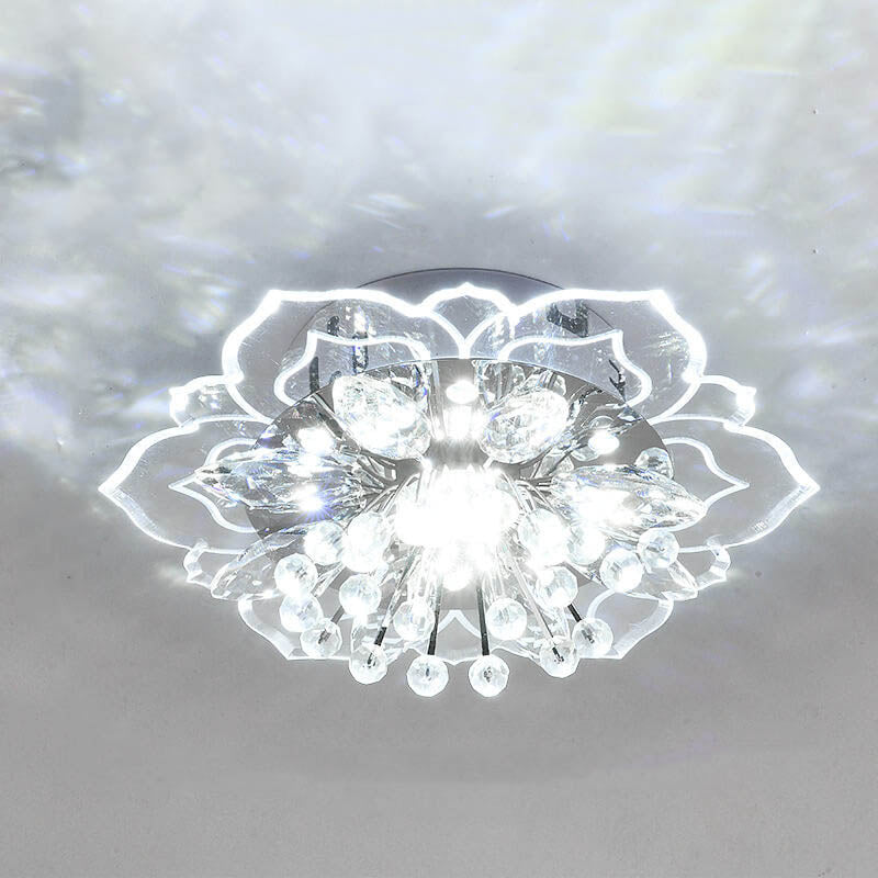 Elegant Crystal Flower LED Flush Mount Ceiling Light