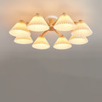 Nordic Wood Pleated Semi-Flush Mount Ceiling Light