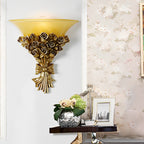 European-Style Retro Resin Rose Wall Lamp