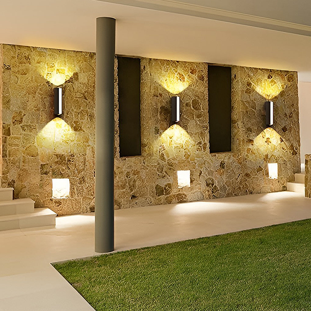 Modern Waterproof Black Rectangular LED Wall Lamp - Up and Down Lighting
