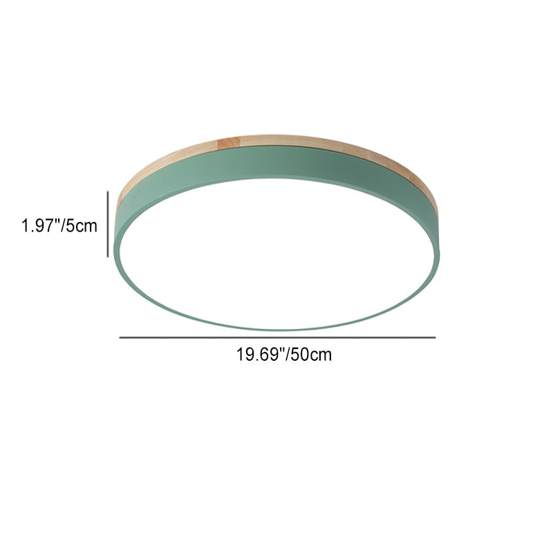 Minimalist Round LED Flush Mount Ceiling Light - Macaron Design for Bedroom