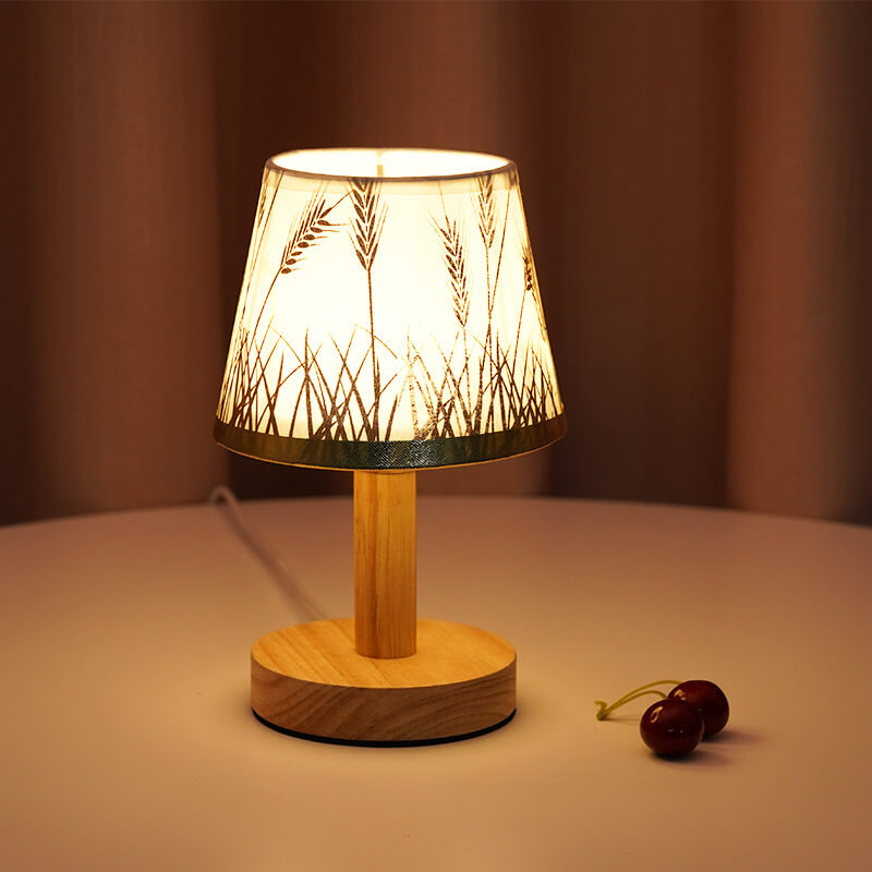 Premium Vintage Linen Drum Shade LED Table Lamp
