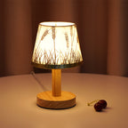 Premium Vintage Linen Drum Shade LED Table Lamp