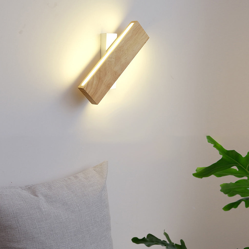 Rotatable Minimalist Rectangular Wood LED Wall Lamp